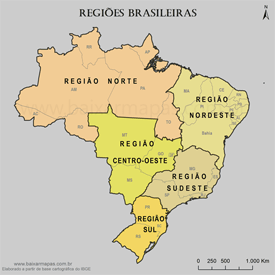 Mapa das regiões do Brasil