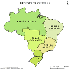 Mapa das regiões do Brasil