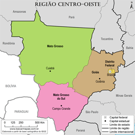 Mapa da Região Centro Oeste