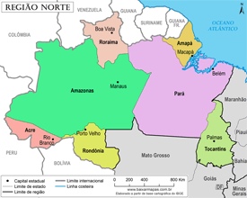 Mapa da Região Norte