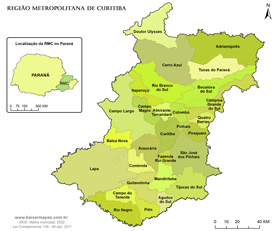 Mapa da Região Metropolitana de Curitiba