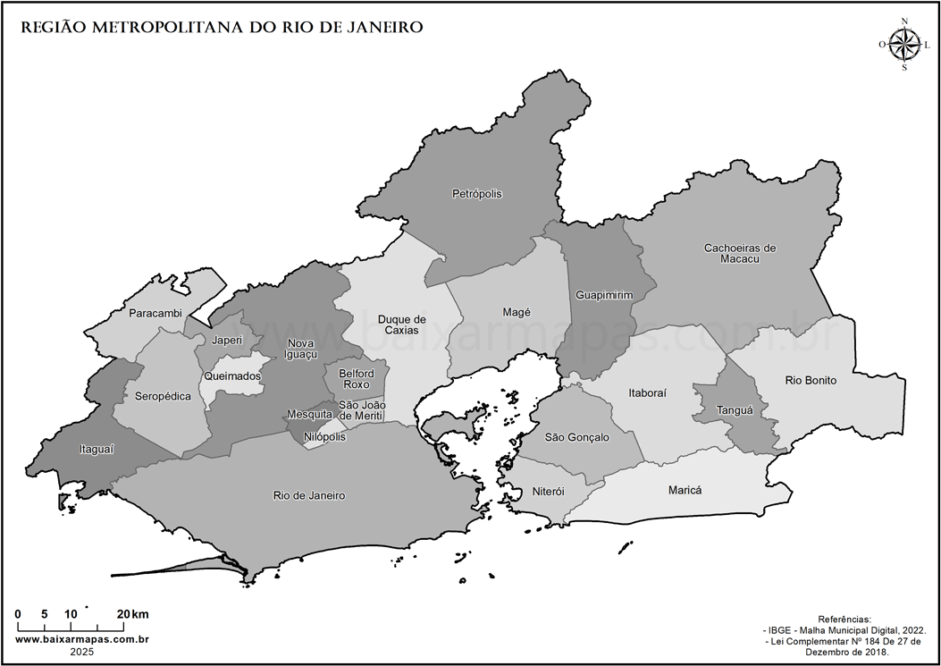 Mapa da Região Metropolitana do Rio de Janeiro, localização.