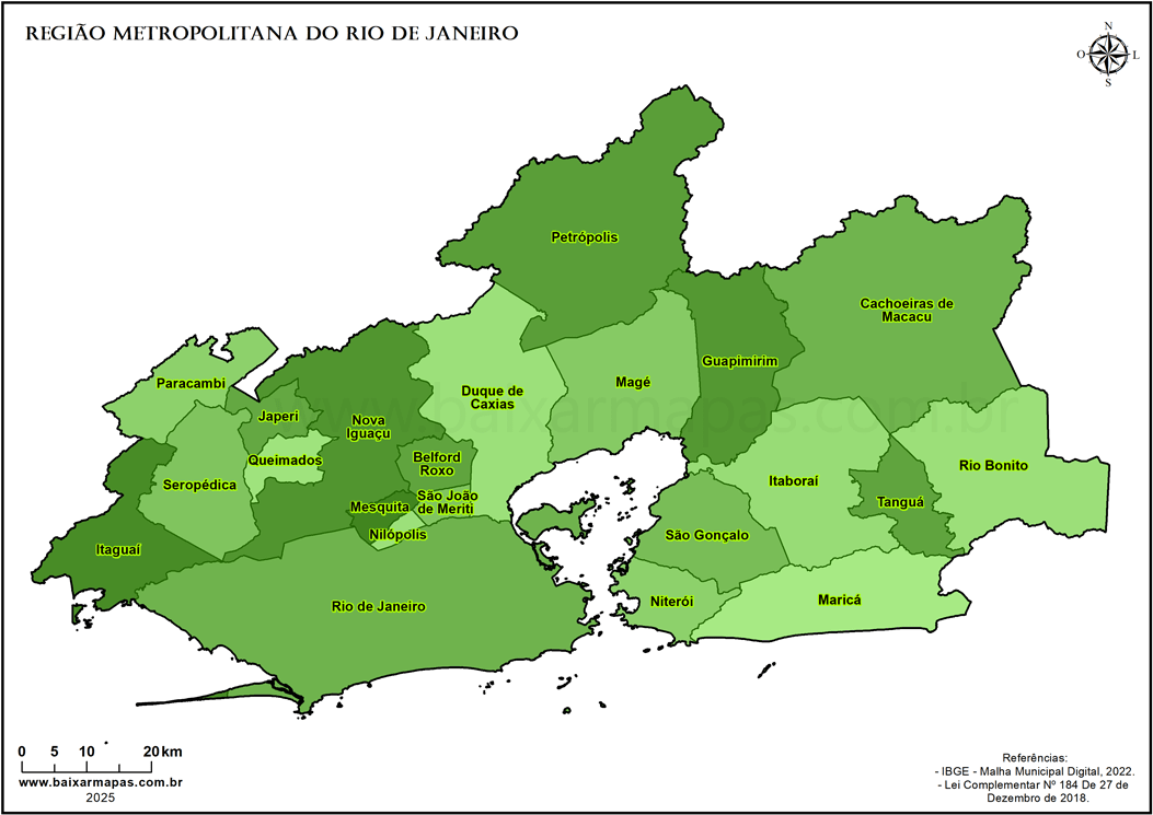 Mapa da Região Metropolitana do Rio de Janeiro - RMRJ.